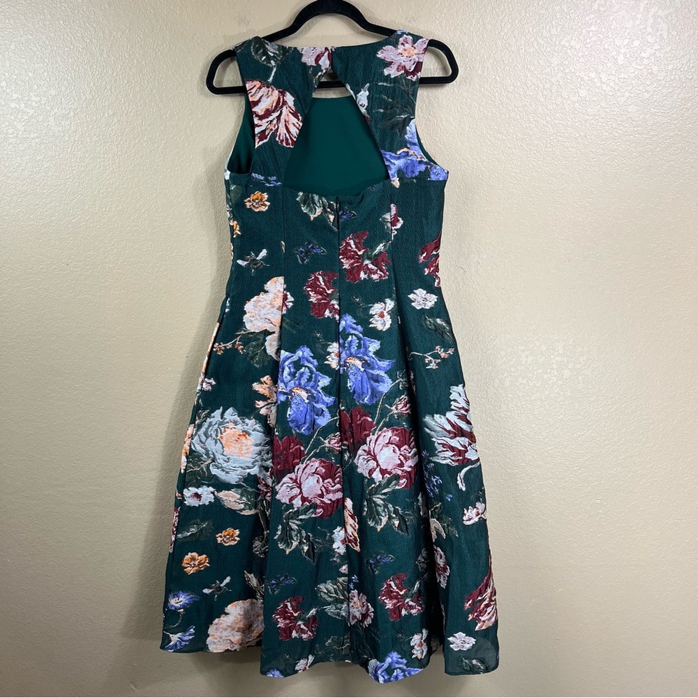 NWT Marchesa Notte Brocade Floral Green Midi Dress - Picture 4 of 10